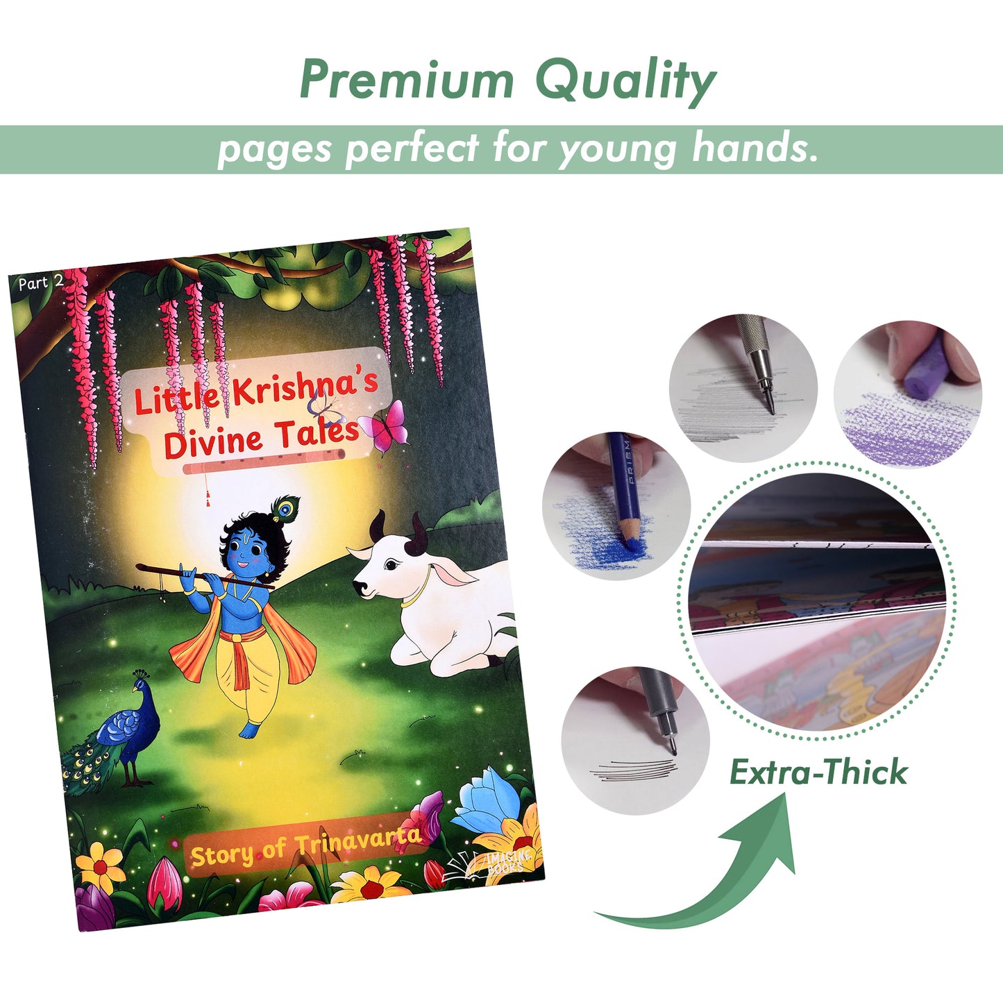 My First Jumbo Little Krishna (Pt.2) Drawing, Reading & Coloring Book for Kids (Ages 4-12), Thick Paper for Paint colors, Crayons & Sketch Pens | Little Krishna Book and Story of Trinavarta (Paperback, Imagine Books)