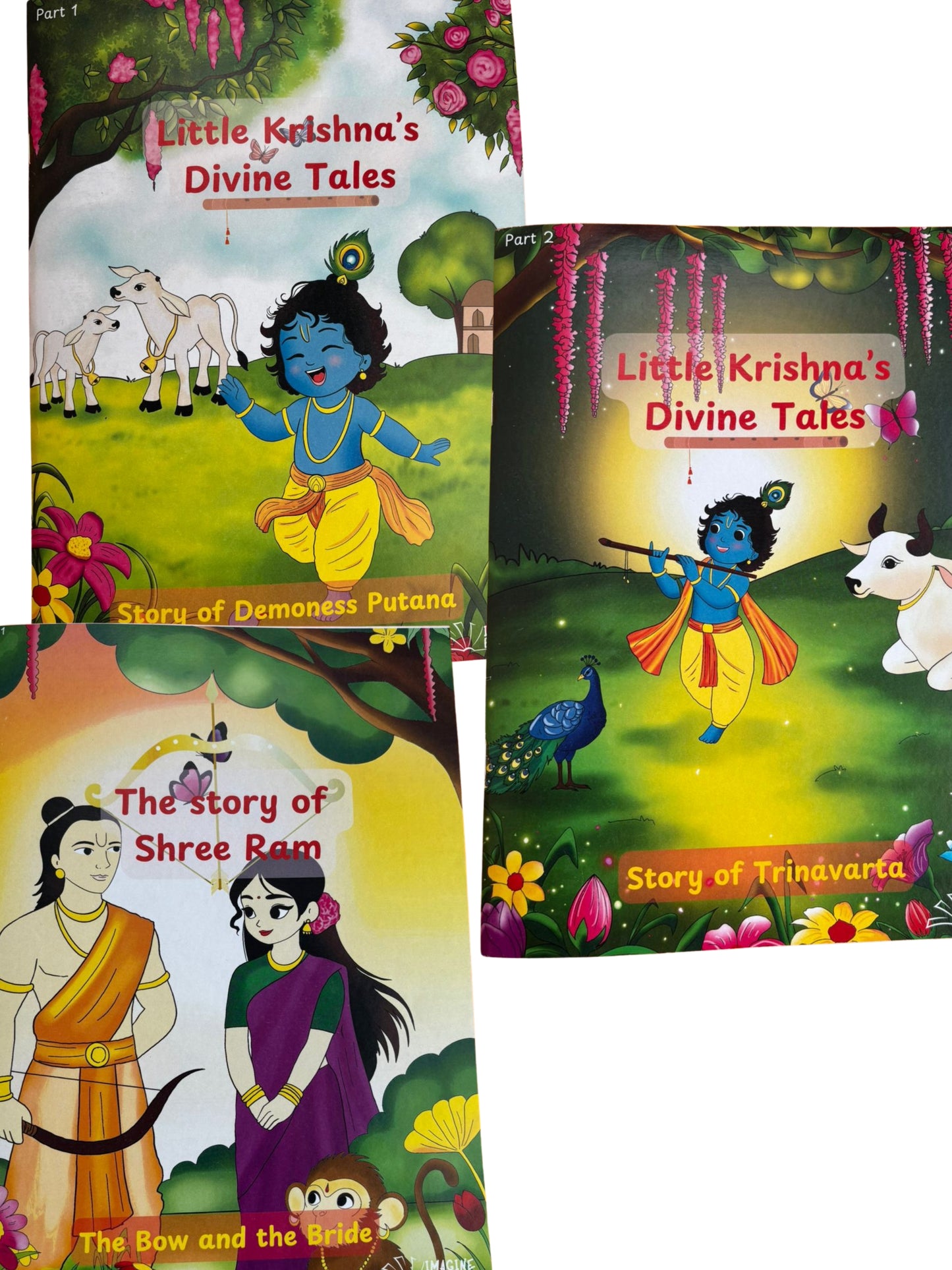 Pack of 3 Books | My First Jumbo Little Krishna (2 books) & Shree Ram (1 book) Drawing, Reading & Coloring Book for Kids (Ages 4-12), Thick Paper for Paint colors, Crayons & Sketch Pens (Paperback)