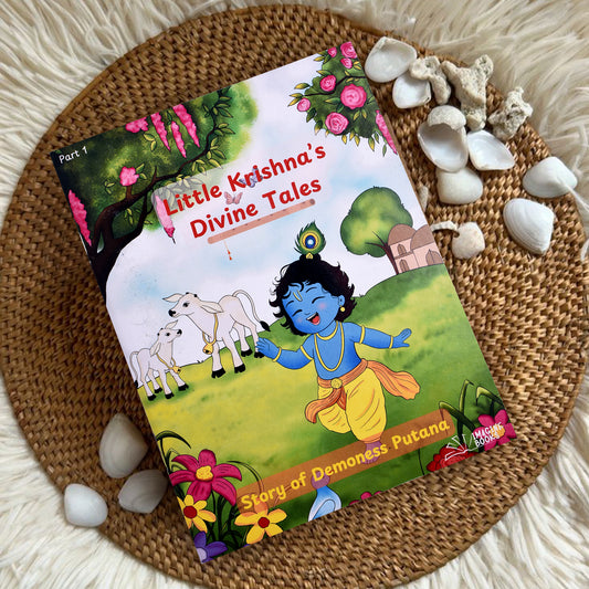 My First Jumbo Little Krishna (pt.1) Drawing, Reading & Coloring Book for Kids (Ages 4-12), Thick Paper for Paint colors, Crayons & Sketch Pens | Little Krishna Book and Demoness Putana (Paperback, Imagine Books)